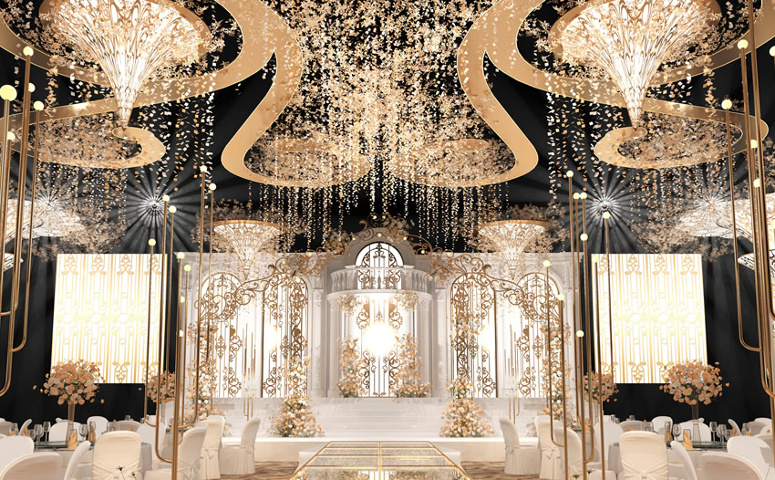 青湖路街道花木兰喜事汇金色大厅效果展示